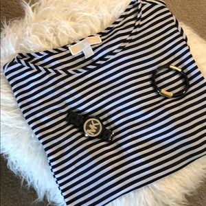 MK Black and White Sheer Blouse